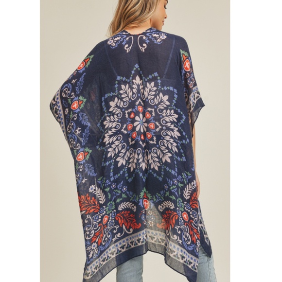 "The Enya" Navy Boho Kimono - Picture 1 of 3